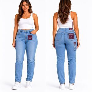Gloria Vanderbilt Jeans Womens 16L Blue Denim Amanda Callisto Tapered High Rise